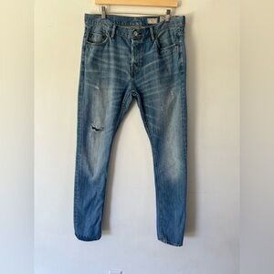All Saints Men’s Vidal Cigarette Skinny Fit  Blue Denim Jeans Size W33 x L32
